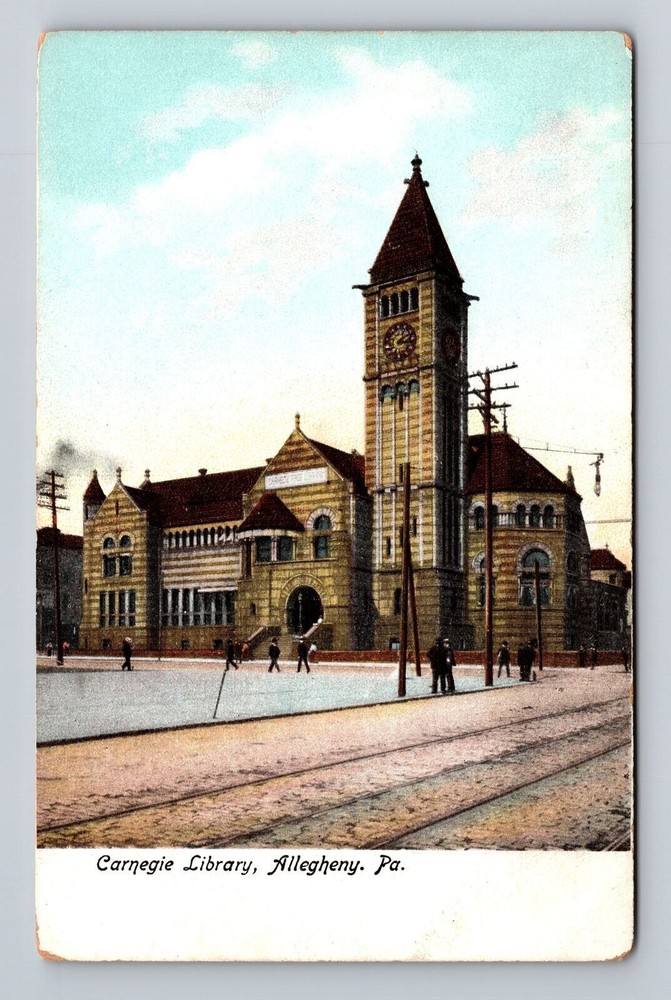 Allegheny PA-Pennsylvania, Carnegie Library, Antique, Vintage Postcard