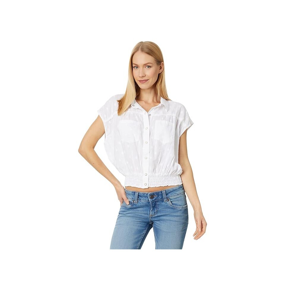 Wrangler Retro Women's Sleeveless Smocked Blouse Shirt - Bright White