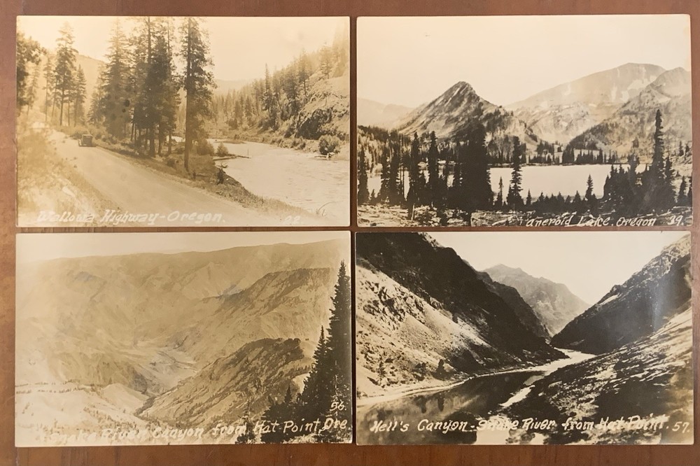 Vintage RPPC Post Card Lot Of (4) Oregon : Snake River, Aneroid Lake, Wallowa Hw