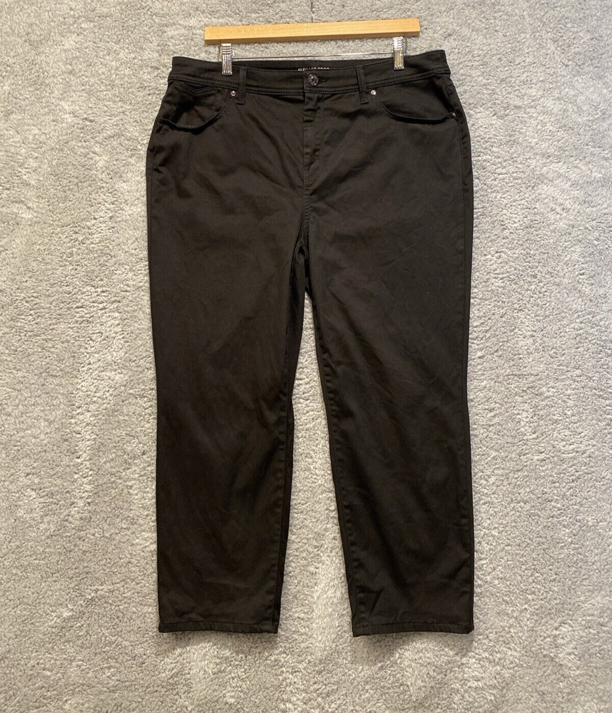 Chico’s Capris Crop Pants Sz 14 Black High Rise Straight Leg Stretch 34x23