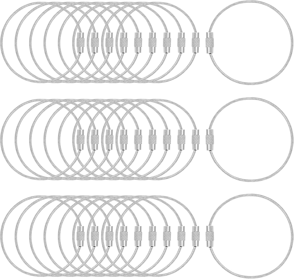 30-Pack 6 Inch Retractable Keychain Loops for Luggage Tags