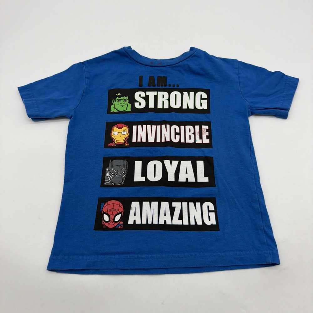 Marvel T-shirt Kids Boys Size 3T Blue Graphic Print Logo .#43784