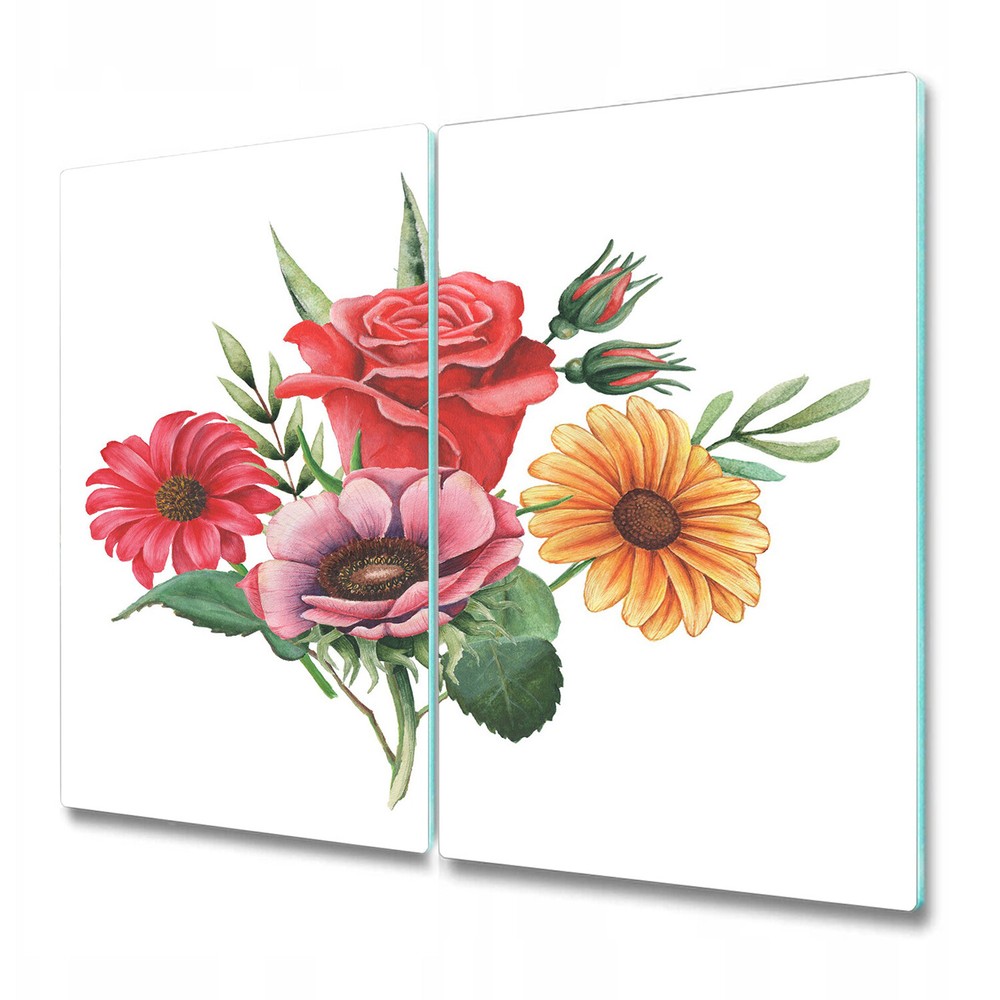 Glass Kitchen Chopping Board Bouquet Of Flowers Garden Colourful Rose Paint
