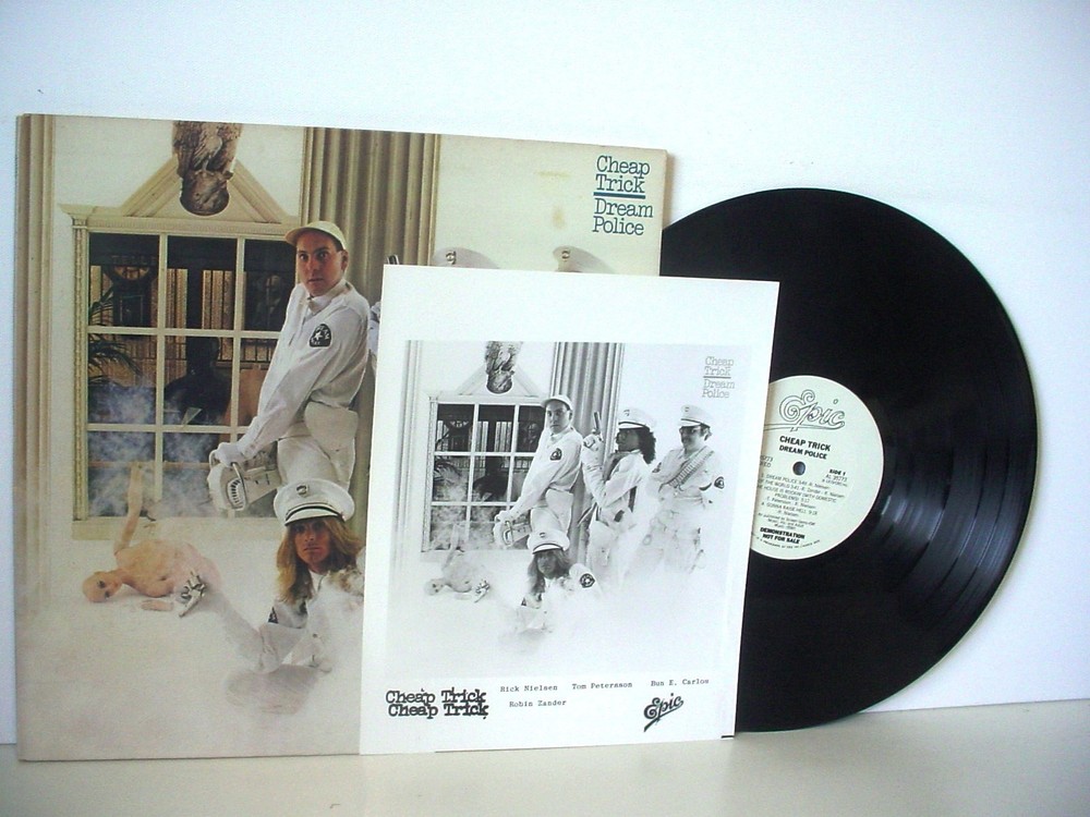 CHEAP TRICK Dream Police WHITE LABEL PROMO LP + PRESS PHOTO 1979 EPIC FE 35773