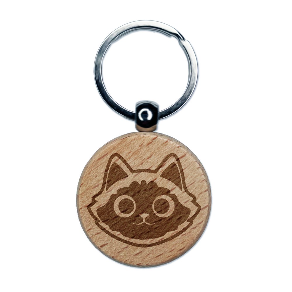 Siamese Himalayan Cat Wooden Keychain with Laser Engraved Design