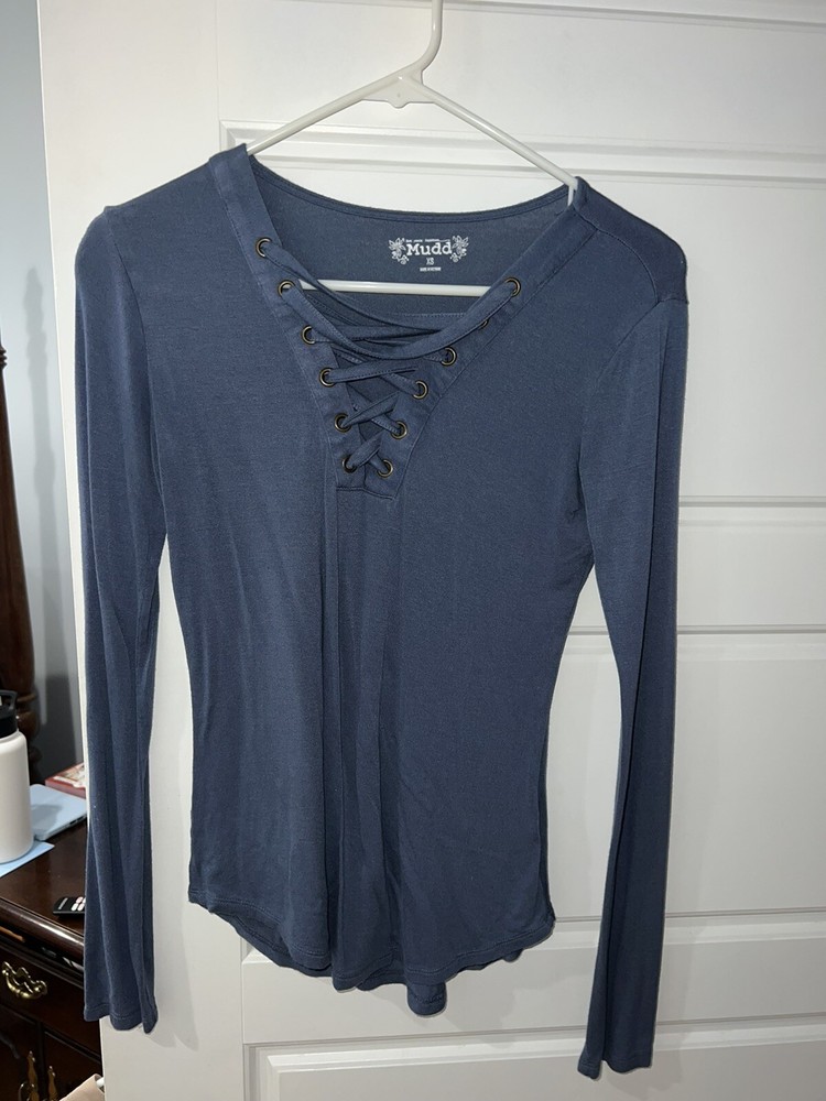 Juniors Mudd Blue Long Sleeve Shirt Size X-Small