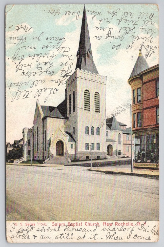 Salem Baptist Church New Rochelle NY 1908 Postcard Saxony