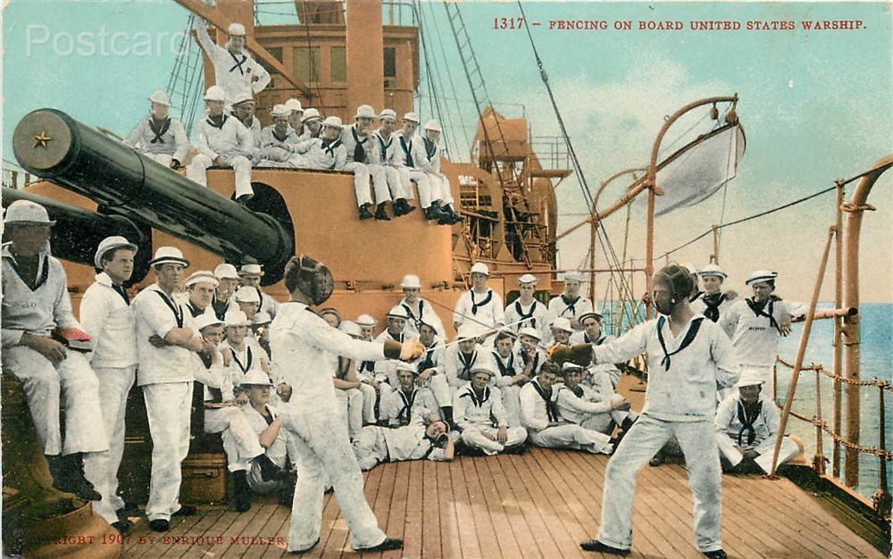 Military, United States Warship, Fencing, Navy Men, Edward H. Mitchell No. 1317