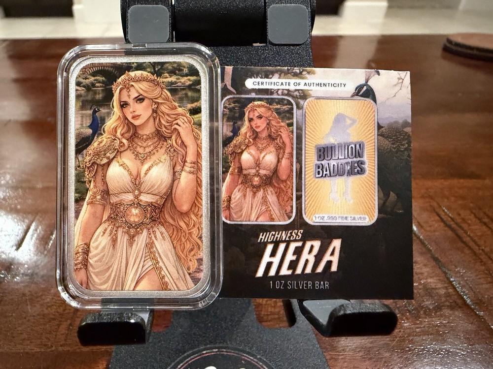 Bullion Baddies Greek Myths Highness Hera 1oz Silver Bar with COA