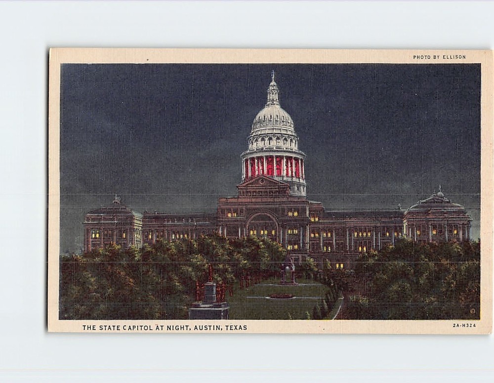 Postcard The State Capitol At Night Austin Texas USA