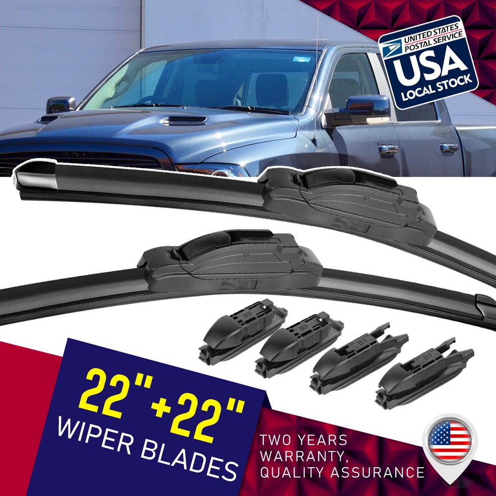 Top Lock 22''+ 22'' Premium Bracketless Windshield Wiper Blades Set All Season