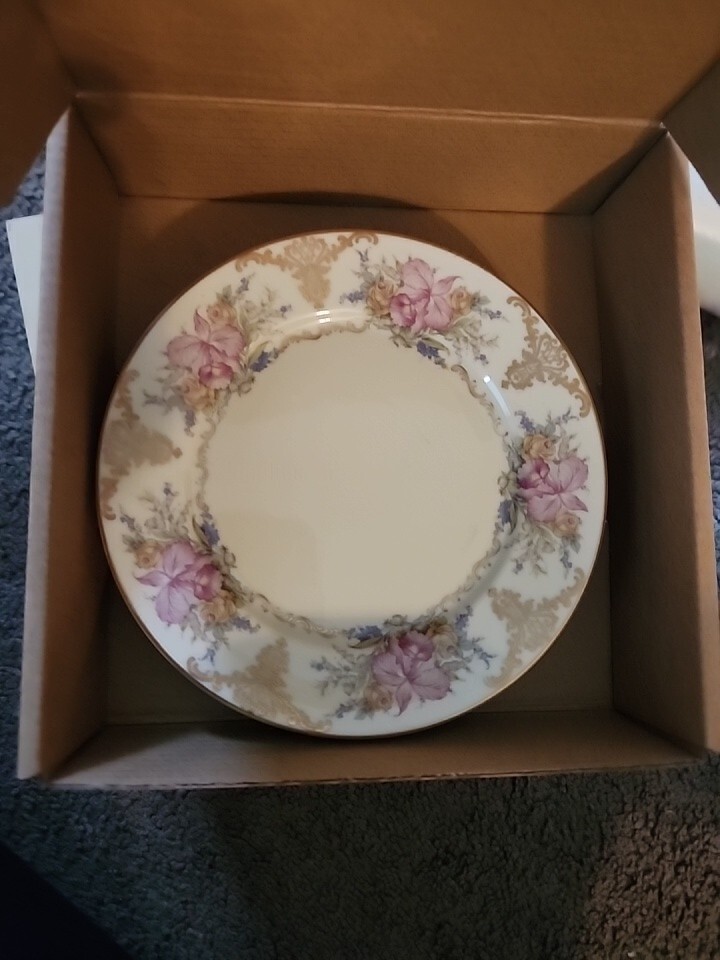3 - Rosenthal China Floral Bread Plate with Gold Filigree and Trim. 6