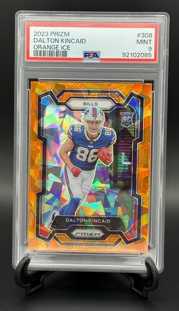 2023 Panini Prizm DALTON KINCAID Orange Cracked Ice PSA 9 Mint #308 Rookie RC