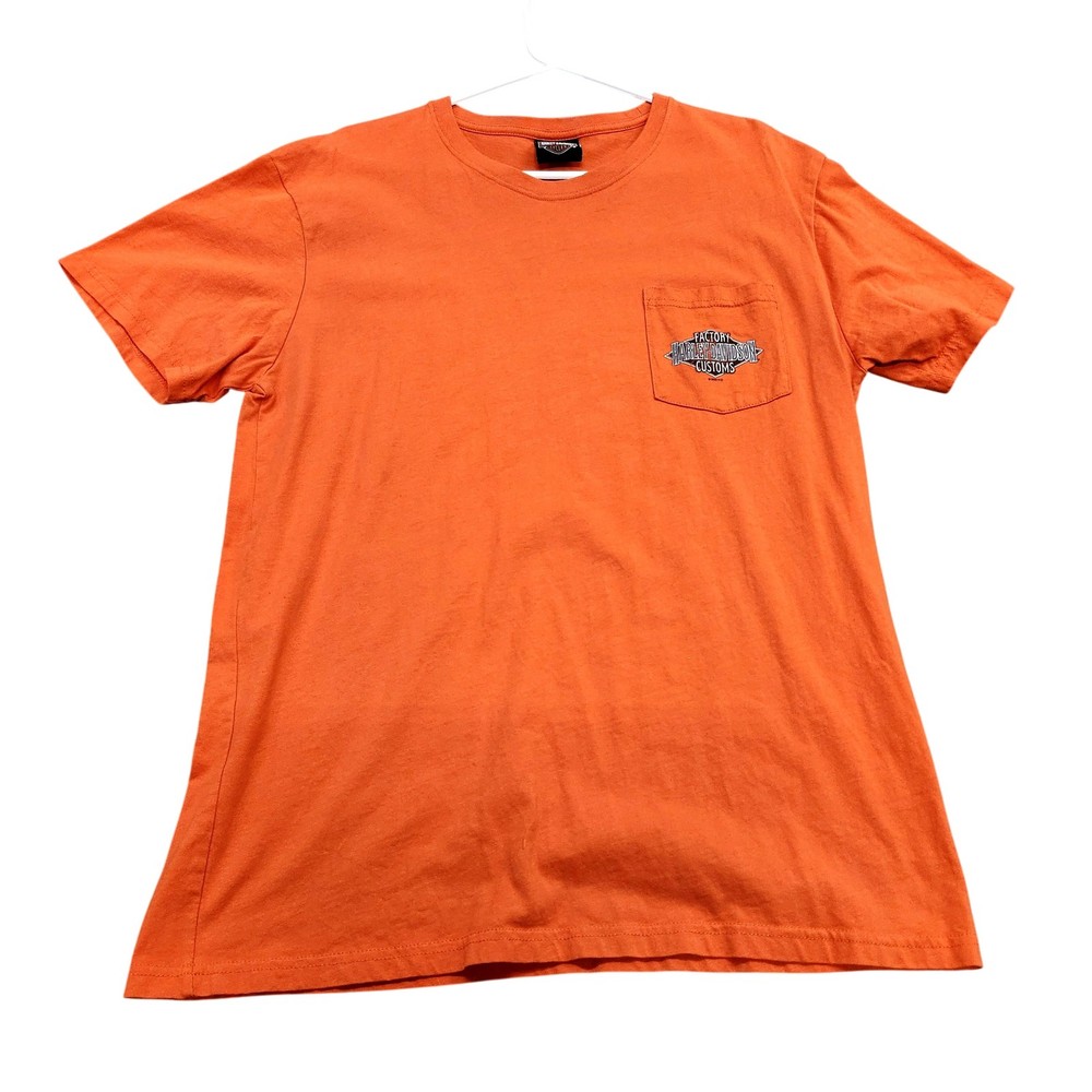 Harley-Davidson Shirt Mens Large Orange Smoky Mountain Pocket Graphic Tee TN