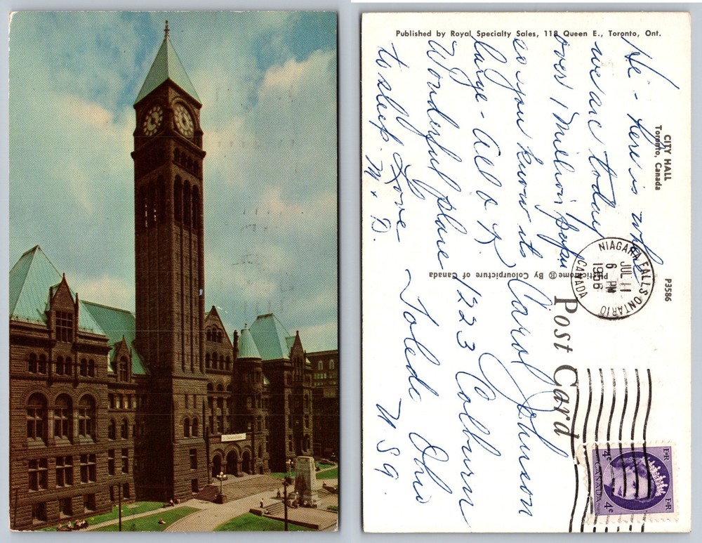 Toronto City Hall Clock Tower Postcard