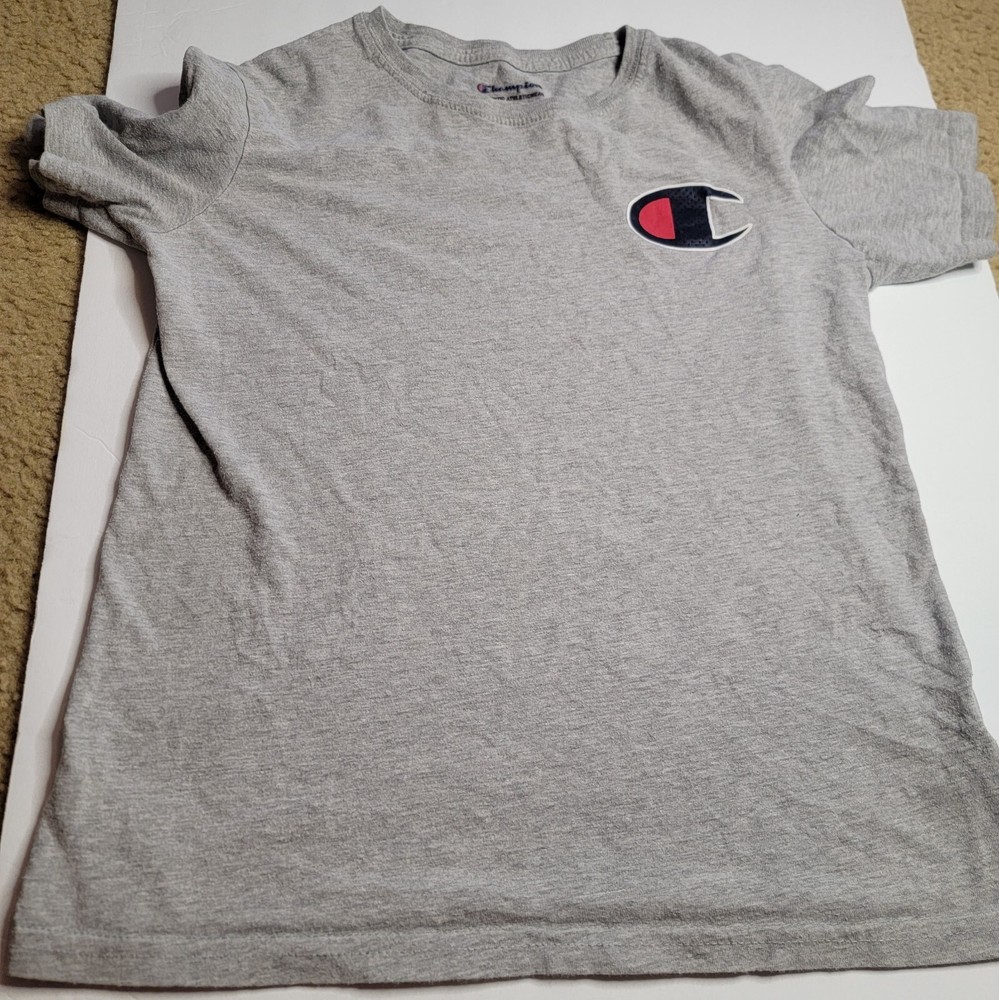 Champion T-Shirt Medium Script Logo Boys Jersey Tee Cotton Athletic Fit Classic