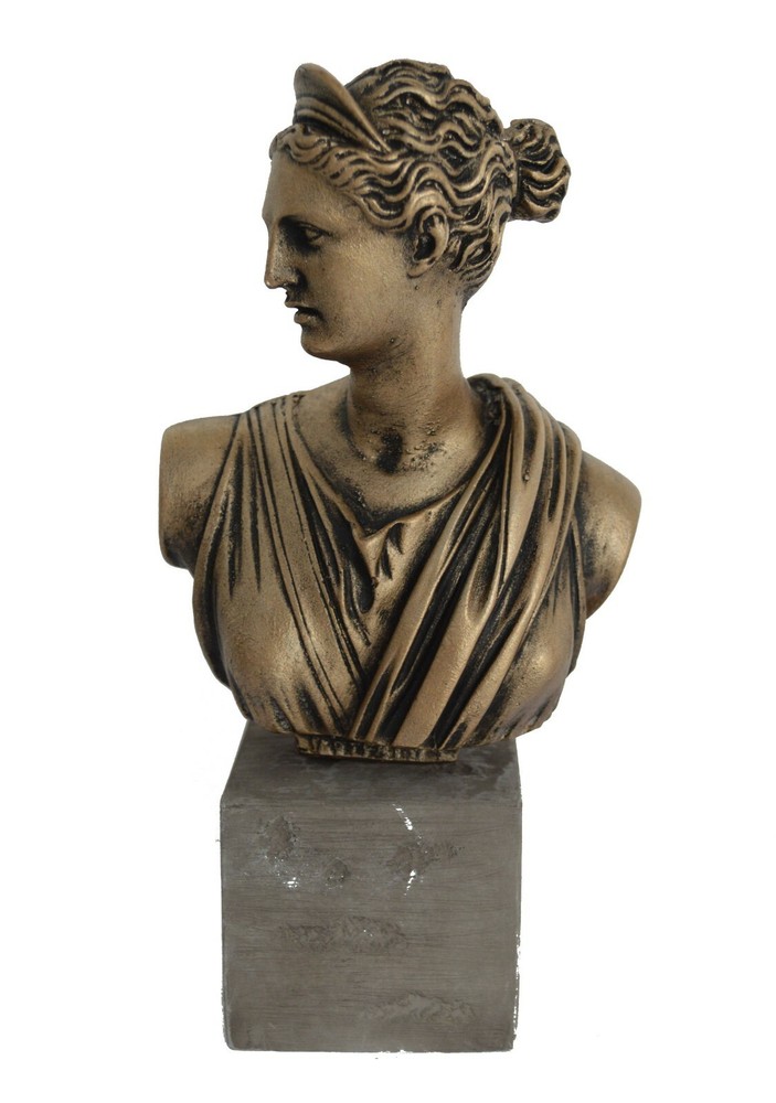Artemis sculpture bust Ancient Greek Goddess Mistress of Animals artifact Bronze