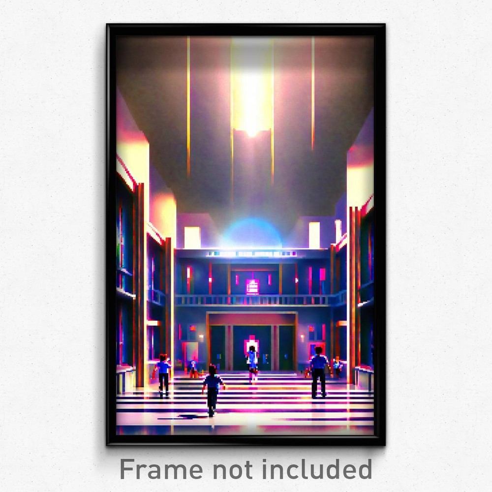 Pixel Art Poster - Voluminous Middle School (8 Bit Psychedelic Video Game Print)