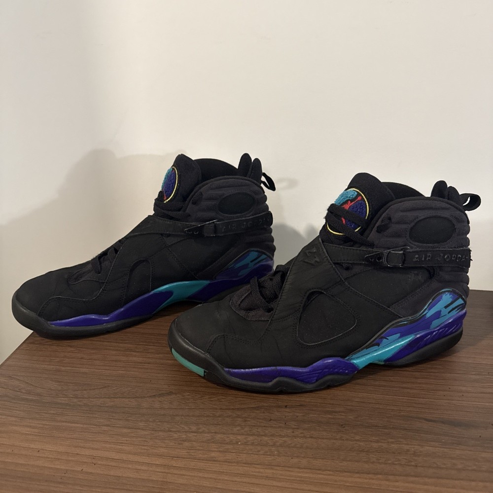 Nike Air Jordan 8 Retro 2007 Black Aqua Sneakers Size 11 .5 Read description