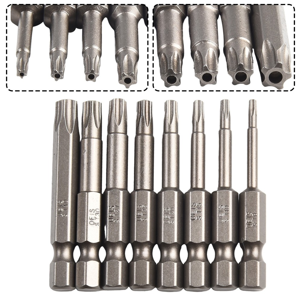 Set Of 8 50mm Long Screwdrivers 5 Star Bit With Hole Hand Tools Screwdrivers