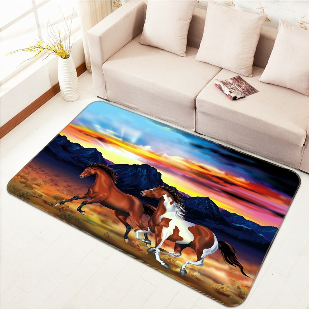 3D Sunset Horse Non-Slip Rug Mat O3221 Elegant Animal Photo Carpet
