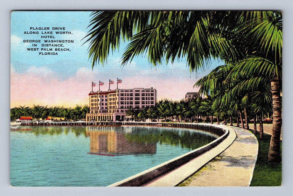 West Palm Beach FL-Florida Hotel George Washington Vintage Postcard