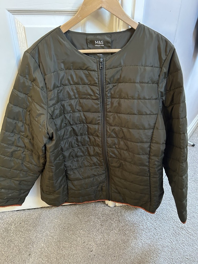 M&S COLLECTION LIGHTWEIGHT GREEN QUILTED JACKET UK18 ZIP UP UNWORN ZIP POCKETS