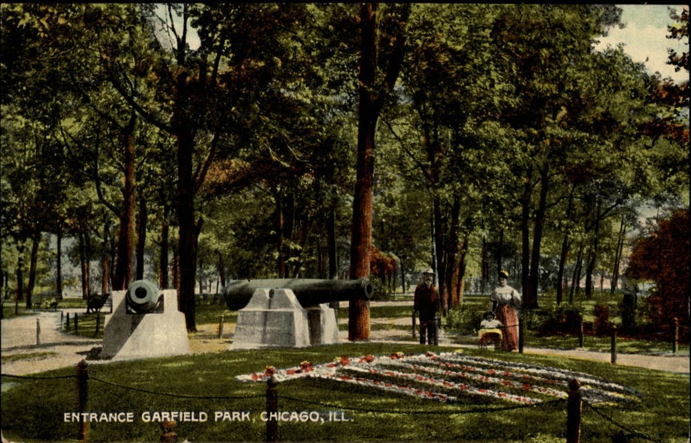 Illinois Chicago Garfield Park cannons ~ c1910 vintage postcard sku749