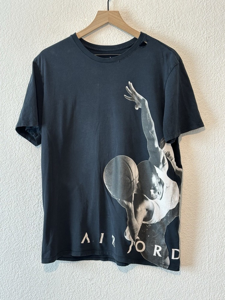 Nike Air Jordan Graphic Crew Neck Short Sleeve T Shirt Mens Size L Black