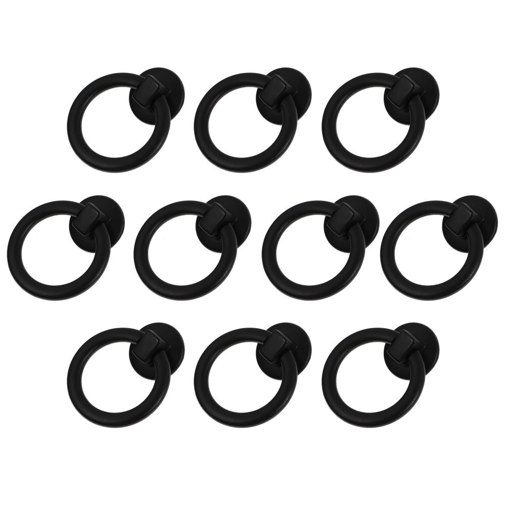 10 Black Vintage Drop Ring Furniture Handles for Cabinet Drawer Knobs