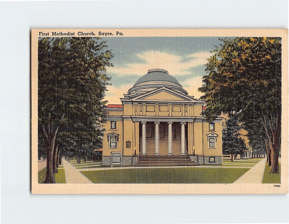 Postcard First Methodist Church Sayre Pennsylvania