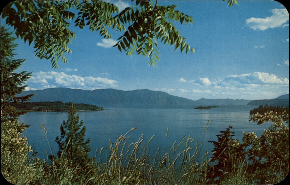 Hope Idaho Lake Pend Oreille mountains scenic unused vintage postcard