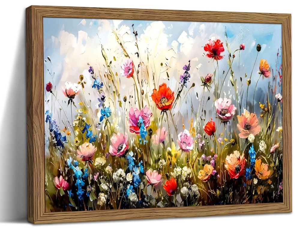 Framed Nature Floral Canvas Wall Art for Living Room - Colorful Flowers Botan...
