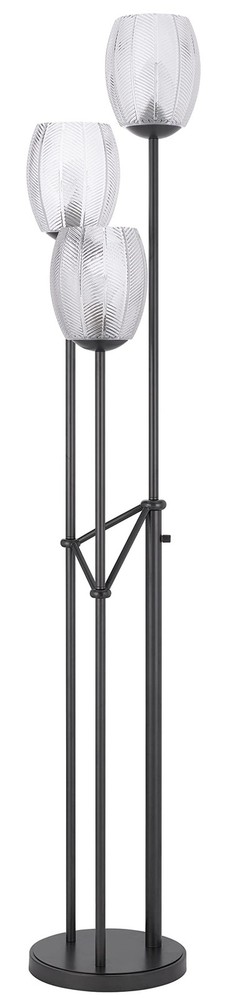 Lighting BO-3131FL 60W X 3 Oconto Metal Floor Lamp with Patterned Glass Shades.
