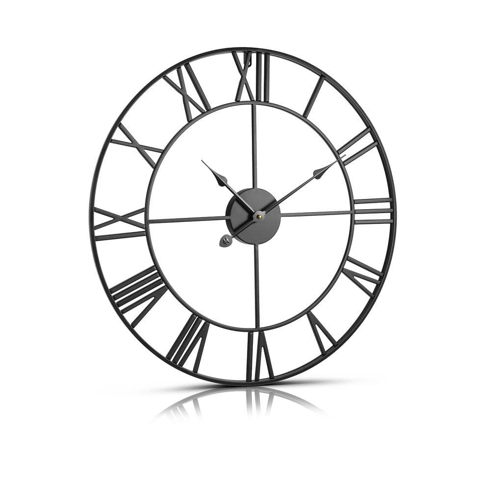24 Inch Silent Wall Clock with Roman Numerals Battery Operated Classic Design