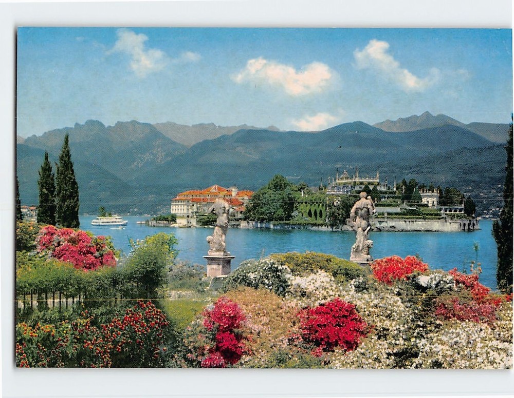 Postcard Maggiore Lake Isola Bella seen from Stresa Italy