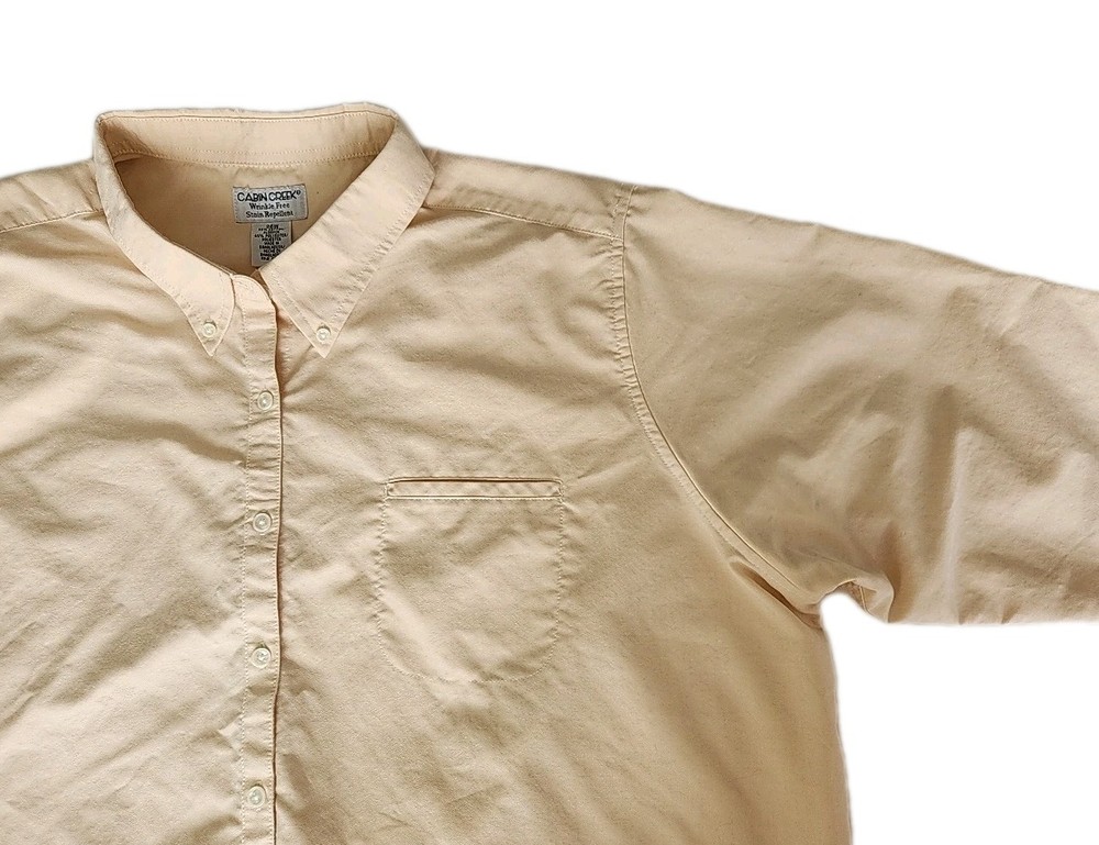 Cabin Creek Wrinkle Free Stain Release Shirt Women's 26W Yellow Long Sleeve EUC