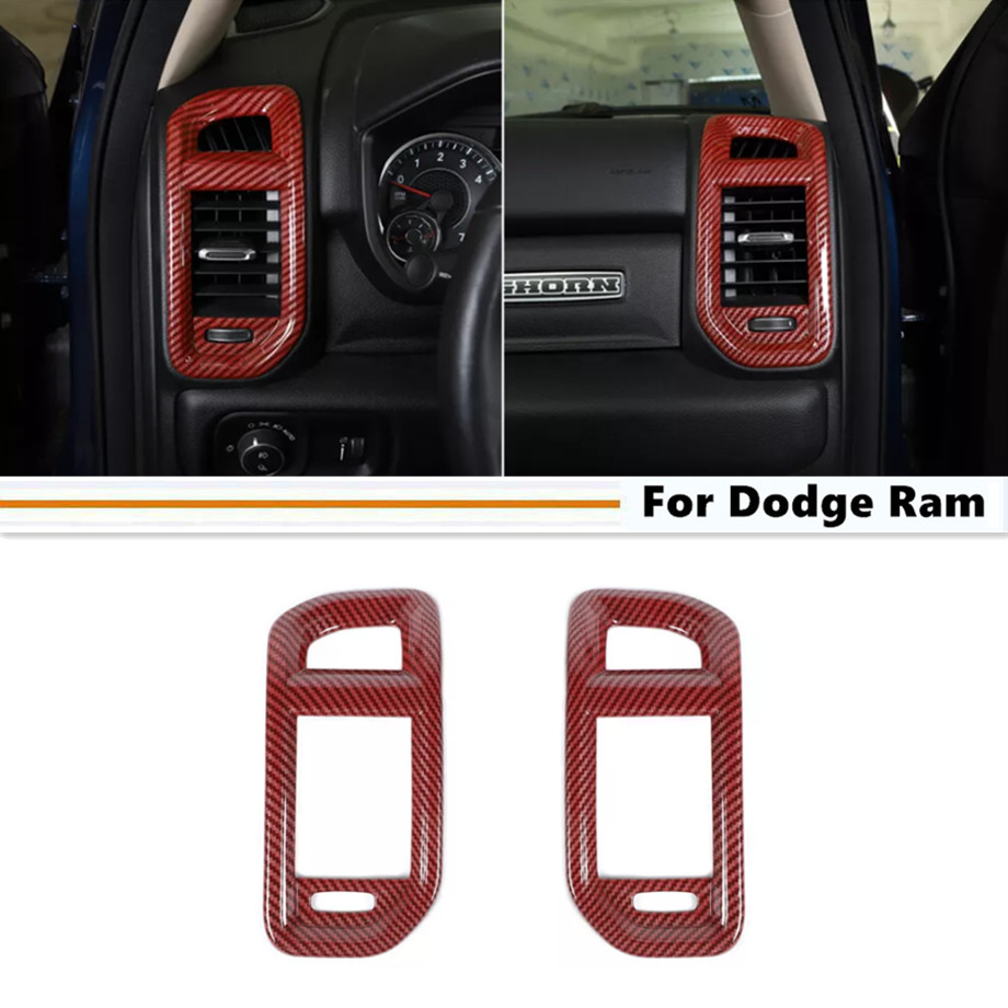 Red Carbon 2P Air Vent Cover Trim for 2019-2024 Dodge Ram 1500/2500/3500 Accessories  