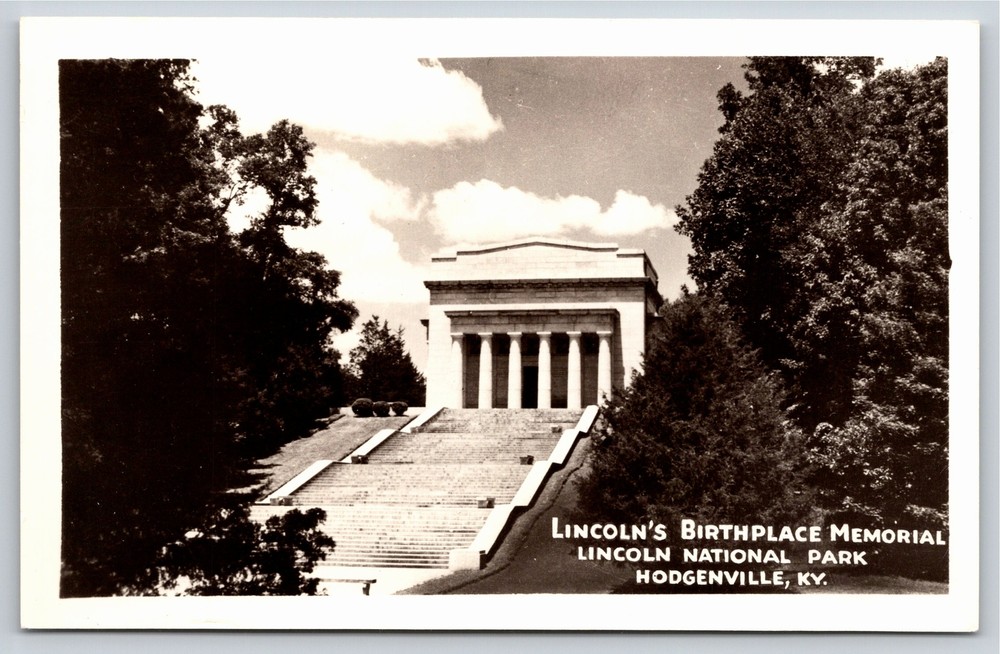 RPPC~Hodgenville KY~Lincoln’s Birthplace Memorial~Real Photo Postcard