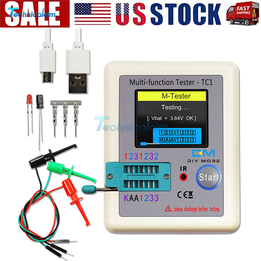 LCR-TC1 TFT Transistor Tester Diode Triode Capacitance Meter with LCD Display US