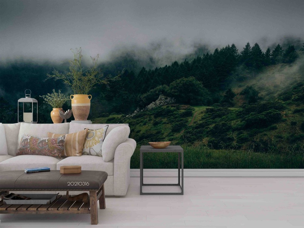 3D Forest Mist Landscape Wall Murals Wallpaper Murals Wall Sticker