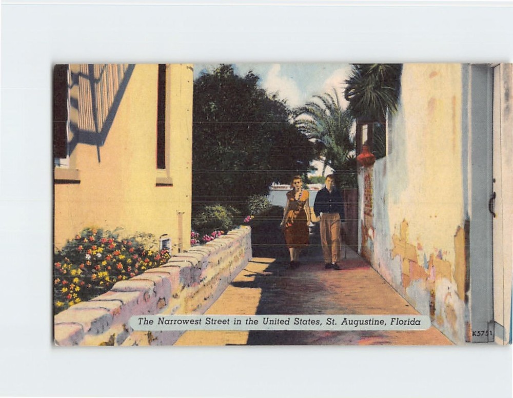 Postcard Treasury Street Narrowest Saint St. Augustine Florida USA North America