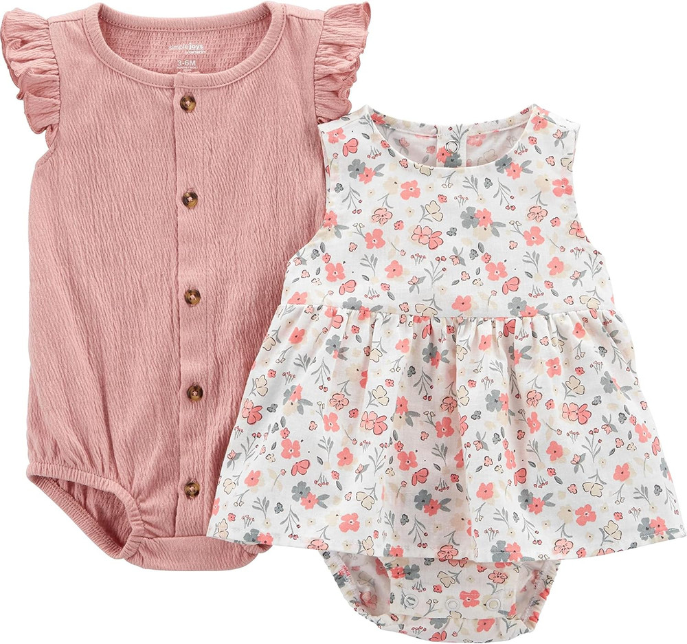 Baby Girls' 2-Pack Sleeveless Rompers