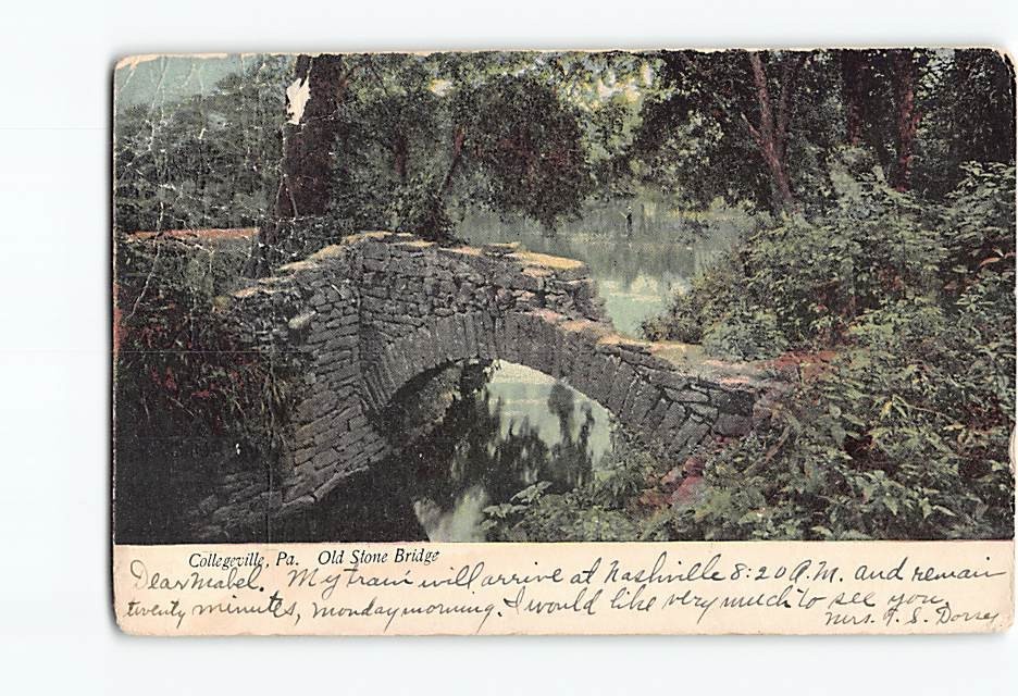 Postcard Old Stone Bridge Collegeville Pennsylvania USA