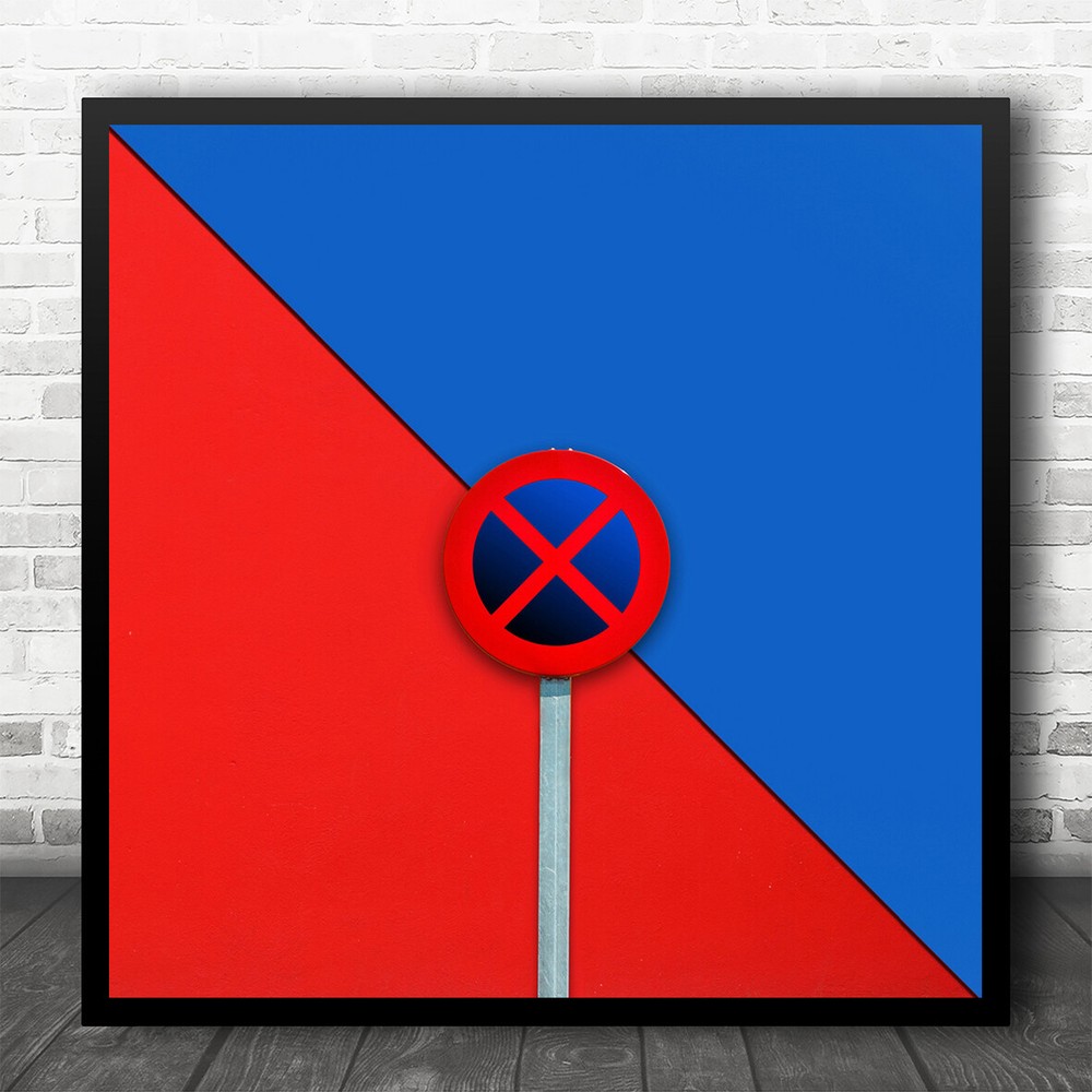 Abstract Composition Urban Red Sign Colour Colors Colourful Square Art Print