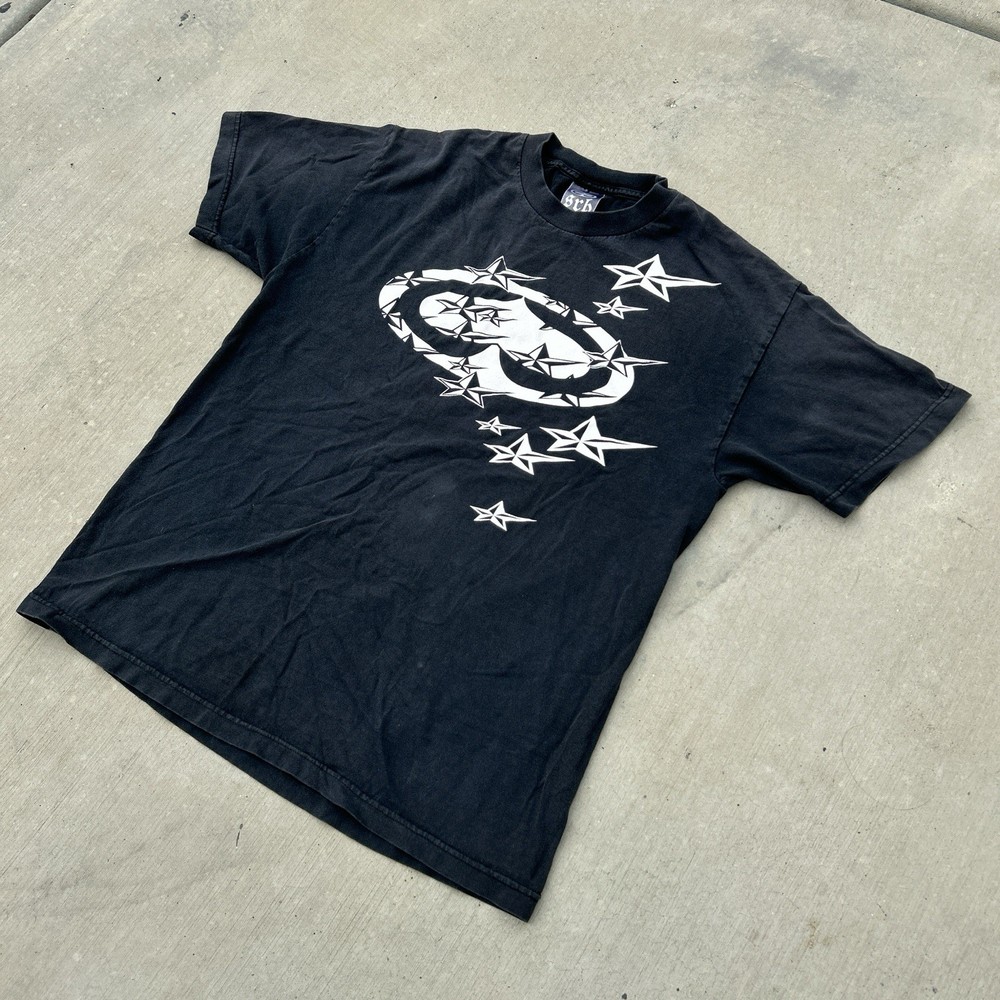 Black Srh Graphic Tee With Stars In Front Mall Goth Tee