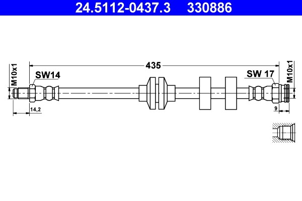 24.5112-0437.3 ATE brake hose for Alfa Romeo, Fiat