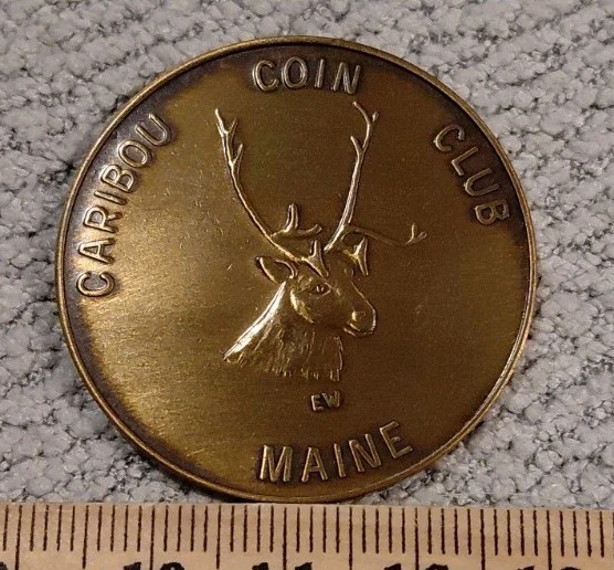 Caribou Coin Club Maine Bronze Round 1986 25th Anniversary Medal Railroad Unc #d