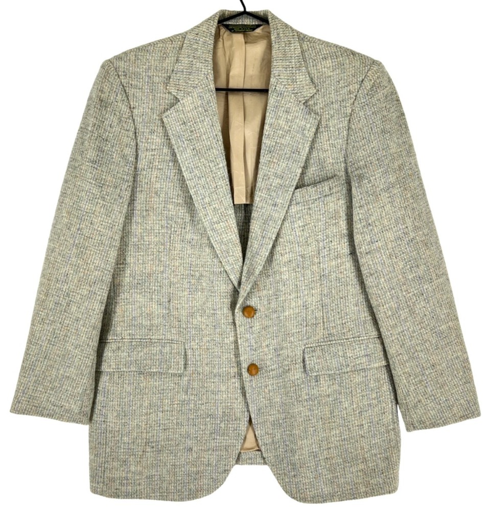 Vintage Harris Tweed Mens Wool Handwoven Blazer Size L - 42