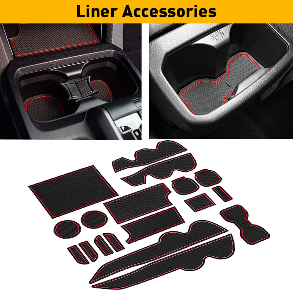 Liner Accessories For Toyota Tacoma 2016-22 Cup Door Console Pocket Insert Red